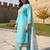 Floral Yoke Design Thread Work Straight Kurta With Trousers & Dupatta