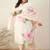 Plus Size Floral Printed Regular Linen Kurta with Trousers & With Dupatta