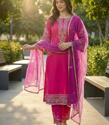 Women Ethnic Motifs Embroidered Regular Thread Work Kurta with Trousers & With Dupatta