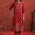 Motifs Embroidered Velvet Notch Neck Straight Kurta With Trousers & Dupatta
