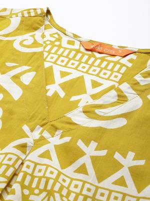 Tribal Printed Pure Cotton Fusion Kurta with Trousers 2