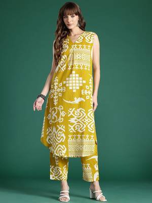 Tribal Printed Pure Cotton Fusion Kurta with Trousers 4