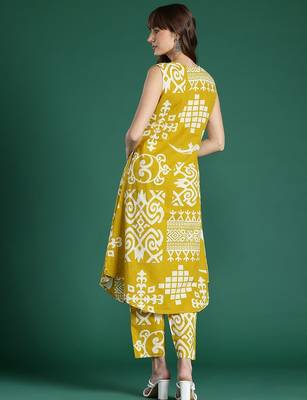 Tribal Printed Pure Cotton Fusion Kurta with Trousers 6