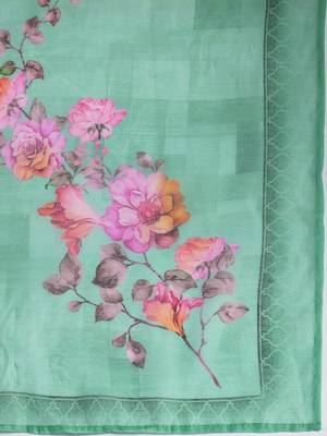 Floral Printed Thread Work Chanderi Silk Kurta with Trousers & Dupatta 4