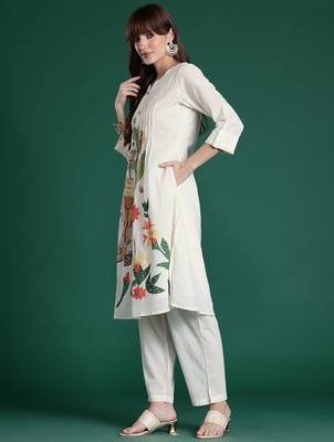 Floral Printed Regular Pure Cotton Kurta with Trousers 4