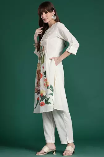 Floral Printed Regular Pure Cotton Kurta with Trousers