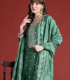 Floral Embroidered Sequinned Kurta with Trousers & With Dupatta