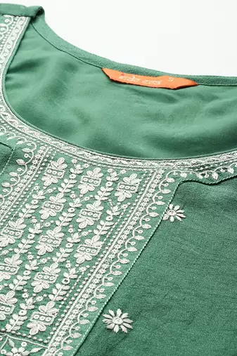 Floral Embroidered Sequinned Kurta with Trousers & With Dupatta