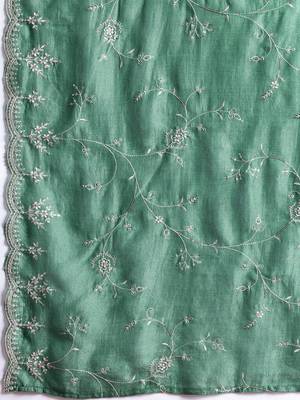 Floral Embroidered Sequinned Kurta with Trousers & With Dupatta 5