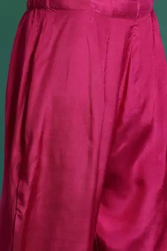 Ethnic Motifs Embroidered Regular Silk Chiffon Kurta with Trousers & Dupatta