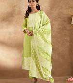 Women Woven Design Ethnic Motifs Regular Kurta with Trousers & With Dupatta