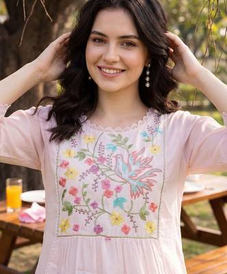 Women Floral Embroidered Regular Thread Work Pure Cotton Kurta with Trousers & With Dupatta 4