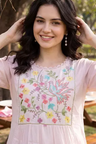 Women Floral Embroidered Regular Thread Work Pure Cotton Kurta with Trousers & With Dupatta