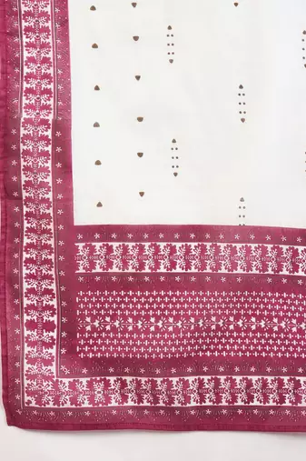 Floral Embroidered V-Neck Pure Cotton Straight Kurta With Trousers & Dupatta