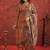 Ethnic Motifs Chanderi Cotton Round Neck Straight Kurta With Trousers & Dupatta