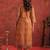 Ethnic Motifs Chanderi Cotton Round Neck Straight Kurta With Trousers & Dupatta