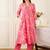 Floral Printed V-Neck Pleated Pure Cotton A-Line Kurta With Trousers & Dupatta