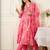 Floral Printed V-Neck Pleated Pure Cotton A-Line Kurta With Trousers & Dupatta