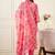 Floral Printed V-Neck Pleated Pure Cotton A-Line Kurta With Trousers & Dupatta