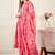 Floral Printed V-Neck Pleated Pure Cotton A-Line Kurta With Trousers & Dupatta