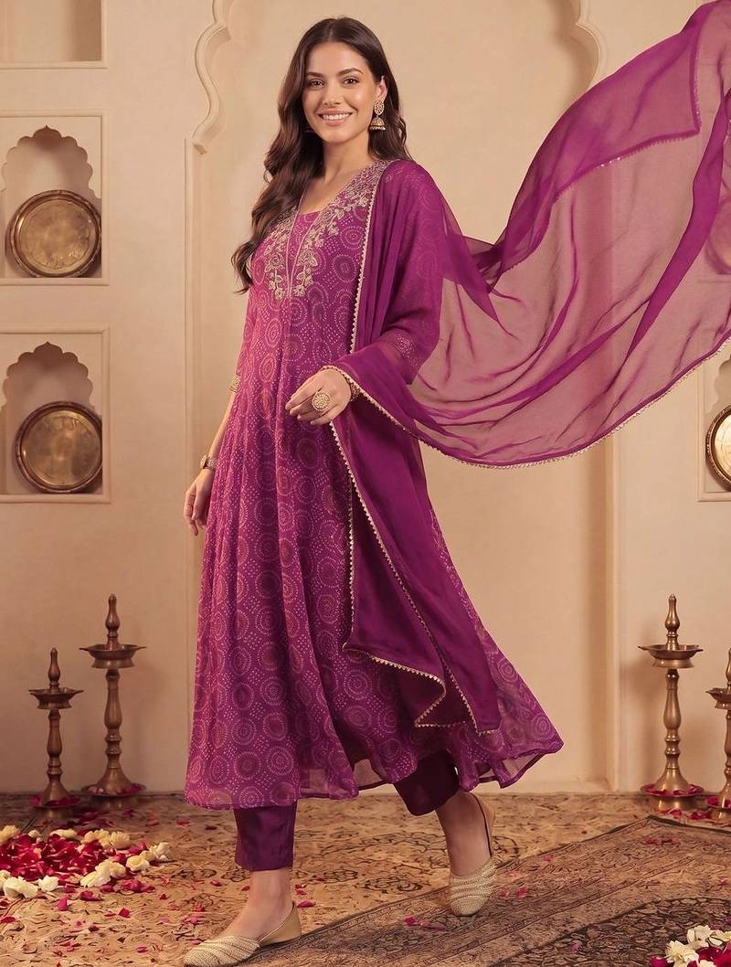 Women Floral Embroidered Regular Sequinned Kurta with Trousers & With Dupatta