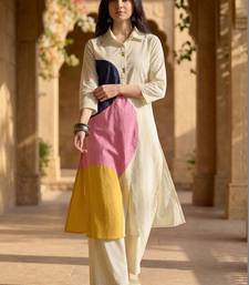 Women Colourblocked Regular Pure Cotton Kurta with Trousers