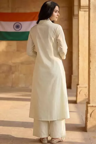 Women Colourblocked Regular Pure Cotton Kurta with Trousers