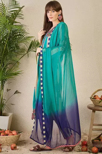 Women Floral Printed Pure Cotton V-Neck Kurta with Trousers & With Dupatta