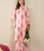 Women Floral Printed Regular Pure Cotton Kurta with Trousers