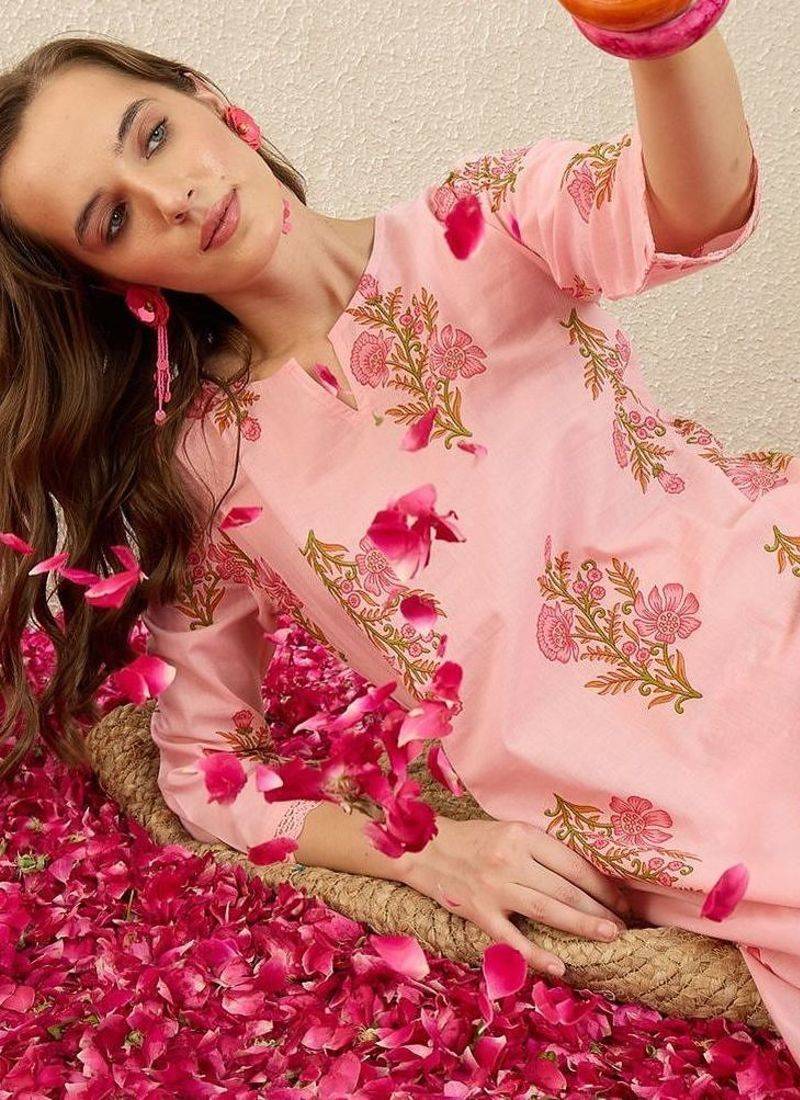 Women Floral Printed Regular Pure Cotton Kurta with Trousers