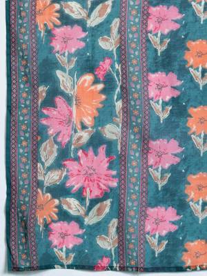 Floral Printed Pure Cotton Kurta with Trousers & Dupatta 4