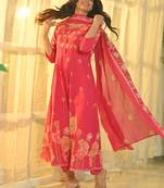 Women Floral Printed Panelled Pure Cotton Kurta with Trousers & With Dupatta
