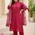 Plus Size Red Embroidered Straight Kurta Trousers With Dupatta Set