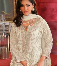 Adults-Women Woven Design Embroidered Kurta with Palazzos & Dupatta
