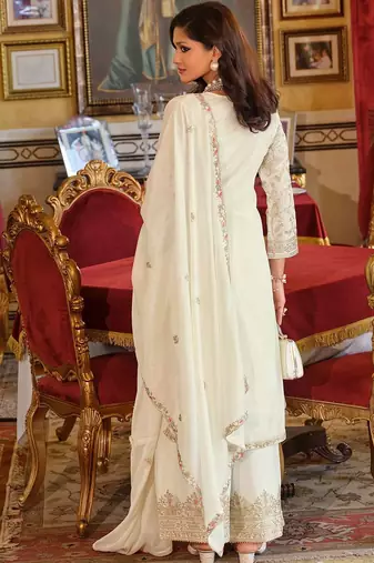 Adults-Women Woven Design Embroidered Kurta with Palazzos & Dupatta