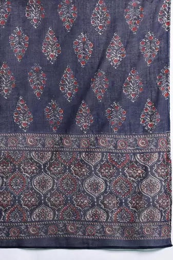 Ethnic Motifs Printed Panelled Mirror Work Pure Cotton Kurta Set