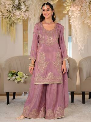 Women Ethnic Motifs Embroidered Regular Thread Work Kurta with Palazzos & With Dupatta 1
