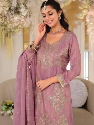Women Ethnic Motifs Embroidered Regular Thread Work Kurta with Palazzos & With Dupatta 2