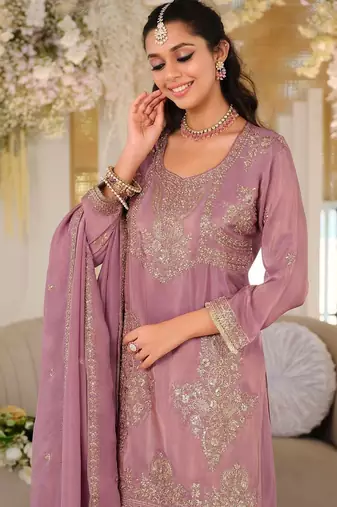 Women Ethnic Motifs Embroidered Regular Thread Work Kurta with Palazzos & With Dupatta