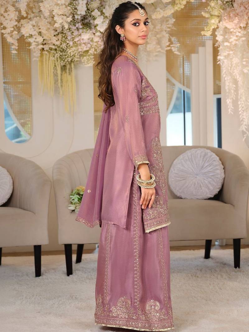 Women Ethnic Motifs Embroidered Regular Thread Work Kurta with Palazzos & With Dupatta