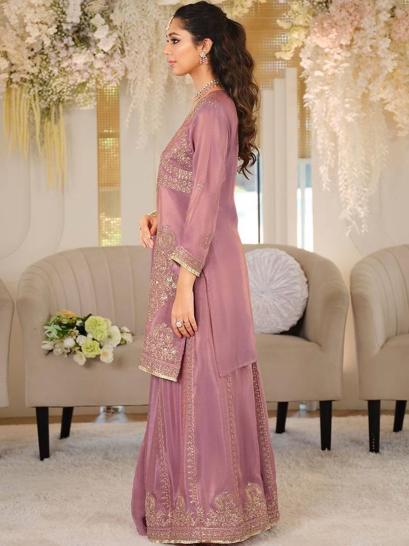 Women Ethnic Motifs Embroidered Regular Thread Work Kurta with Palazzos & With Dupatta