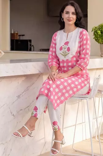 Women Regular Pure Cotton Kurta with Trousers