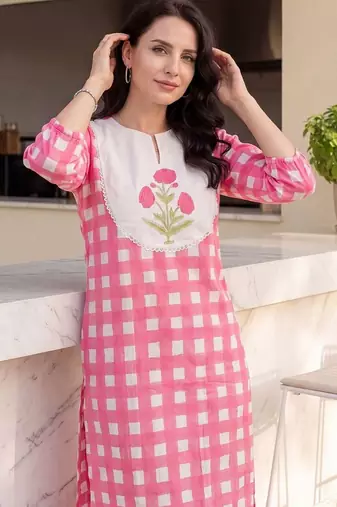 Women Regular Pure Cotton Kurta with Trousers