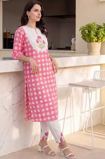 Women Regular Pure Cotton Kurta with Trousers