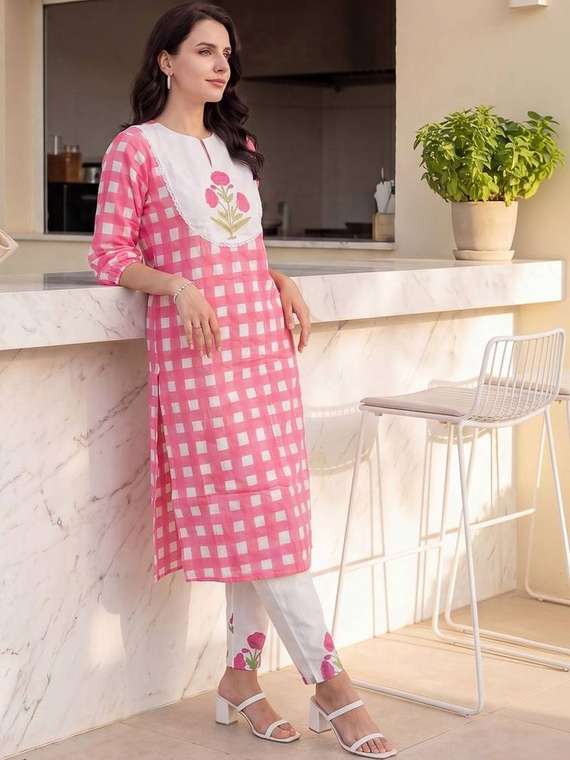 Women Regular Pure Cotton Kurta with Trousers