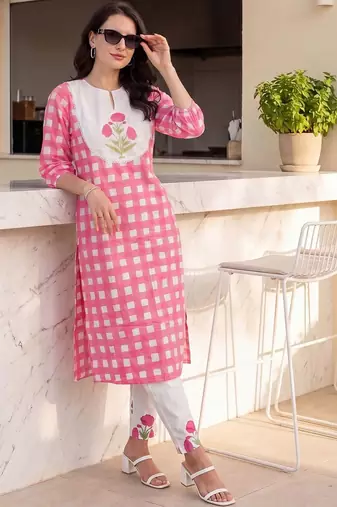 Women Regular Pure Cotton Kurta with Trousers
