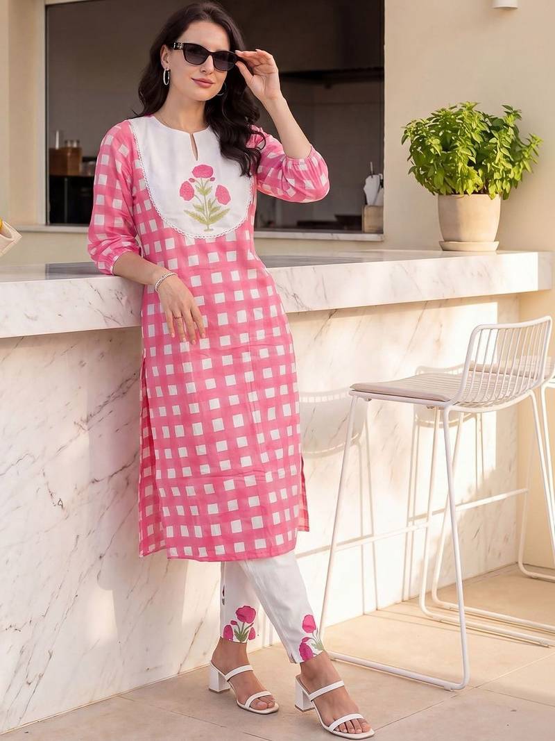 Women Regular Pure Cotton Kurta with Trousers