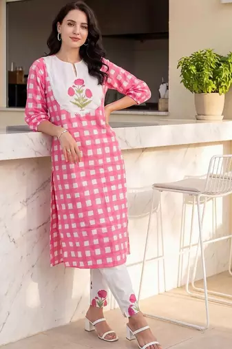 Women Regular Pure Cotton Kurta with Trousers