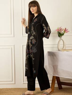 Women Ethnic Motifs Embroidered Regular Thread Work Pure Cotton Kurta with Palazzos 3