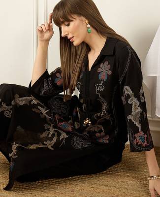 Women Ethnic Motifs Embroidered Regular Thread Work Pure Cotton Kurta with Palazzos 6